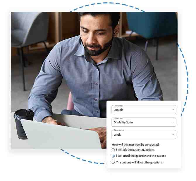 Patient filling out interview questions Patient filling out interview questions